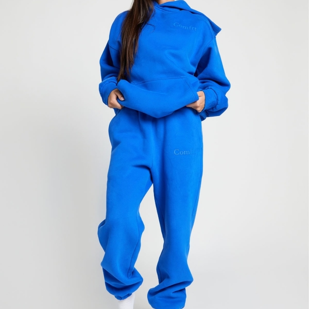 2-PC SeT ❤️NIP❤️ Comfrt MINIMALIST HOODIE & SWEATPANTS SMALL /MEDIUM Cobalt Blue